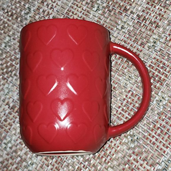 MRK Red Ceramic Coffee Mug Embossed Hearts Christmas Holiday Valentines Day‎ - Picture 4 of 8